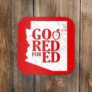 Go Red For Ed Distressed Coaster