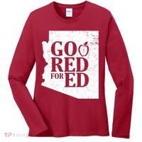 Go Red For Ed Distressed Women's Long Sleeve Shirt thumb 0