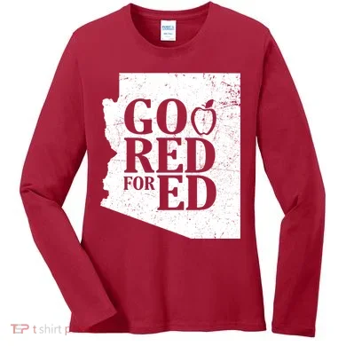Go Red For Ed Distressed Women's Long Sleeve Shirt