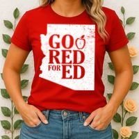 Go Red For Ed Distressed Women's T-Shirt thumb 2