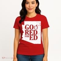 Go Red For Ed Distressed Women's T-Shirt thumb 4