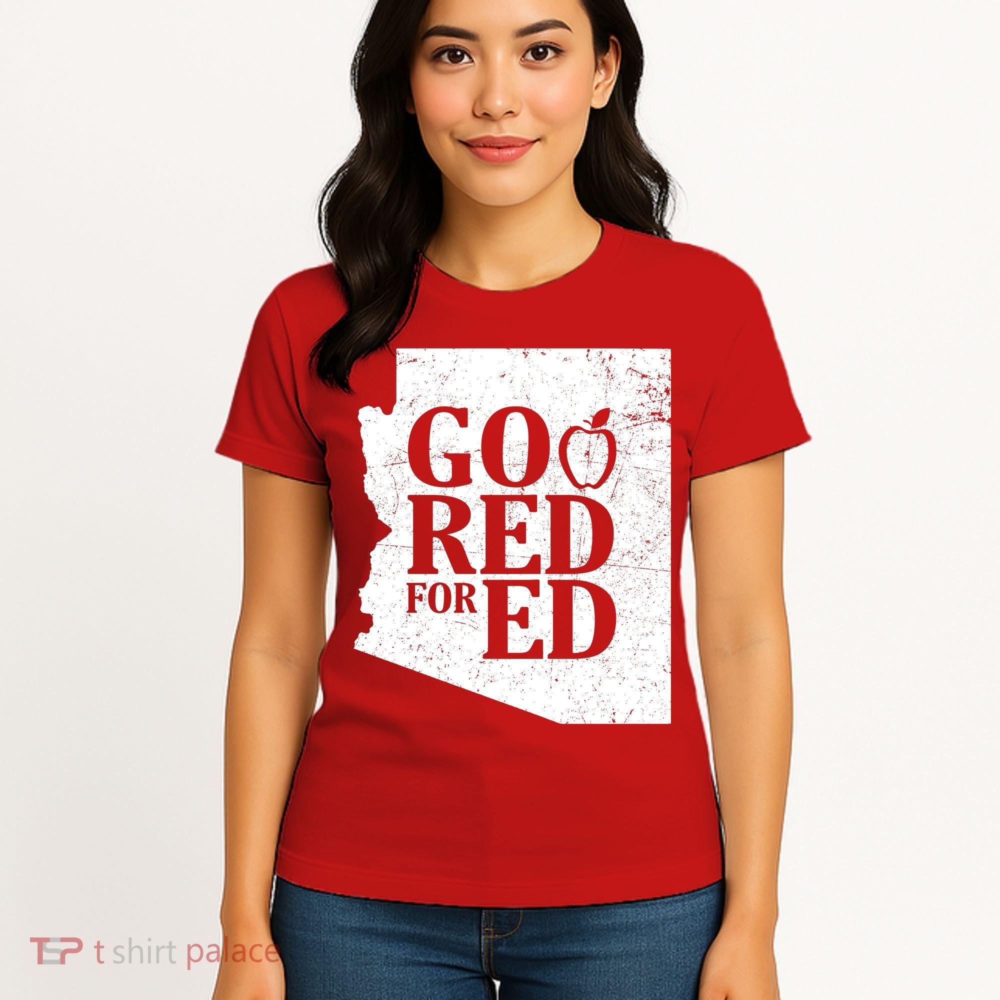 Go Red For Ed Distressed Women's T-Shirt