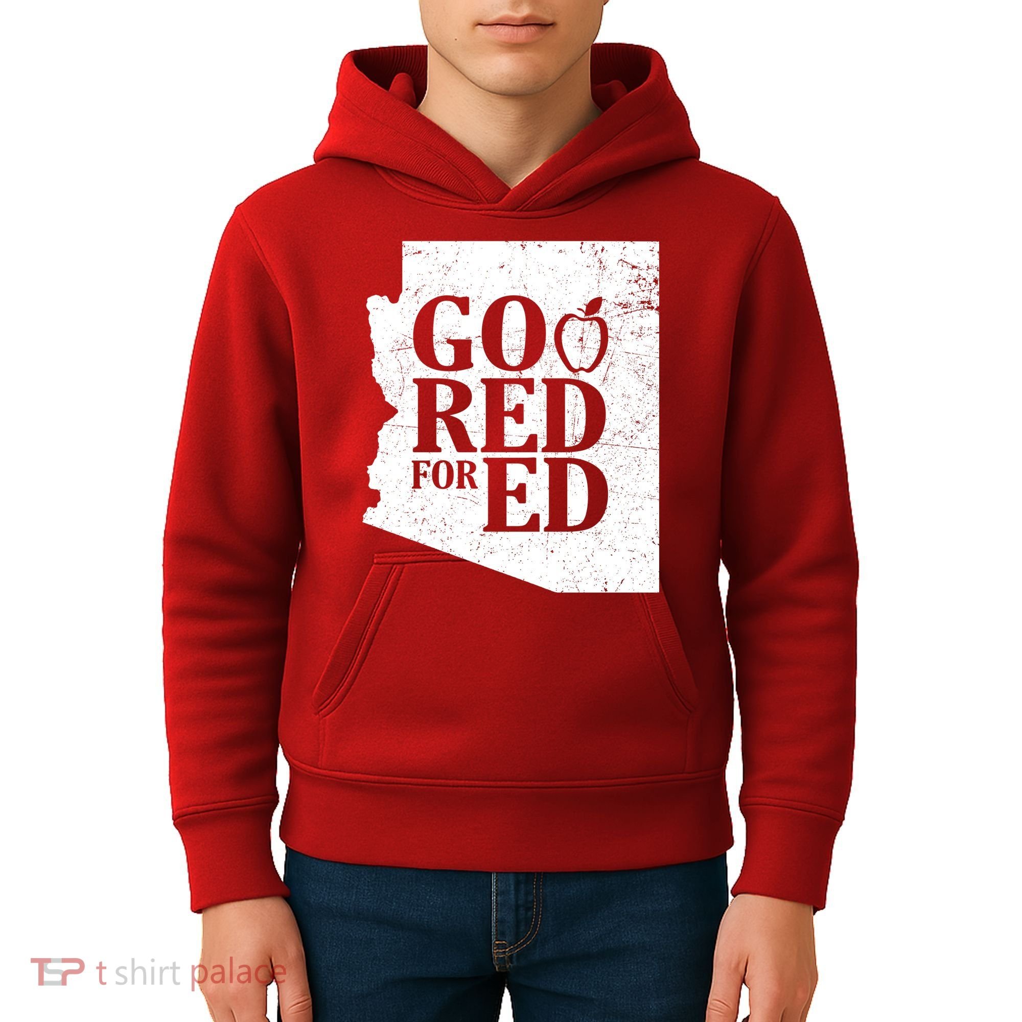Go Red For Ed Distressed Kids Hoodie