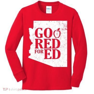 Go Red For Ed Distressed Kids Long Sleeve Shirt