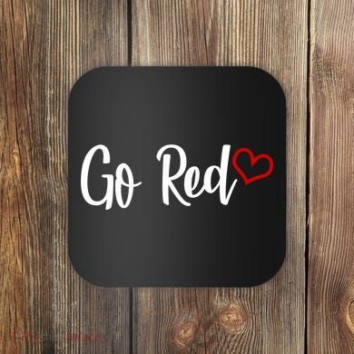 Go Red Heart Health Awareness Logo Coaster