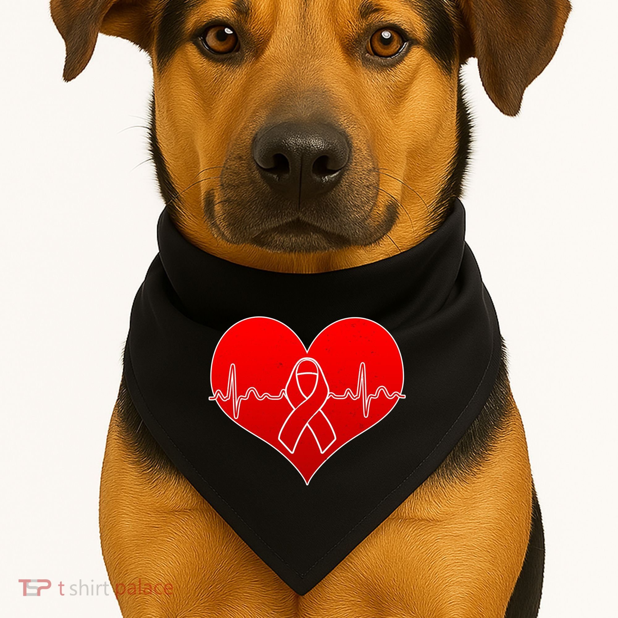 Go Red Heart Health Awareness Pulse USA-Made Doggie Bandana