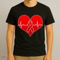 Go Red Heart Health Awareness Pulse T-Shirt thumb 3