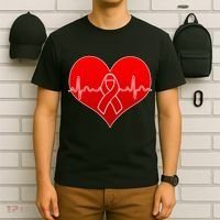 Go Red Heart Health Awareness Pulse T-Shirt thumb 6