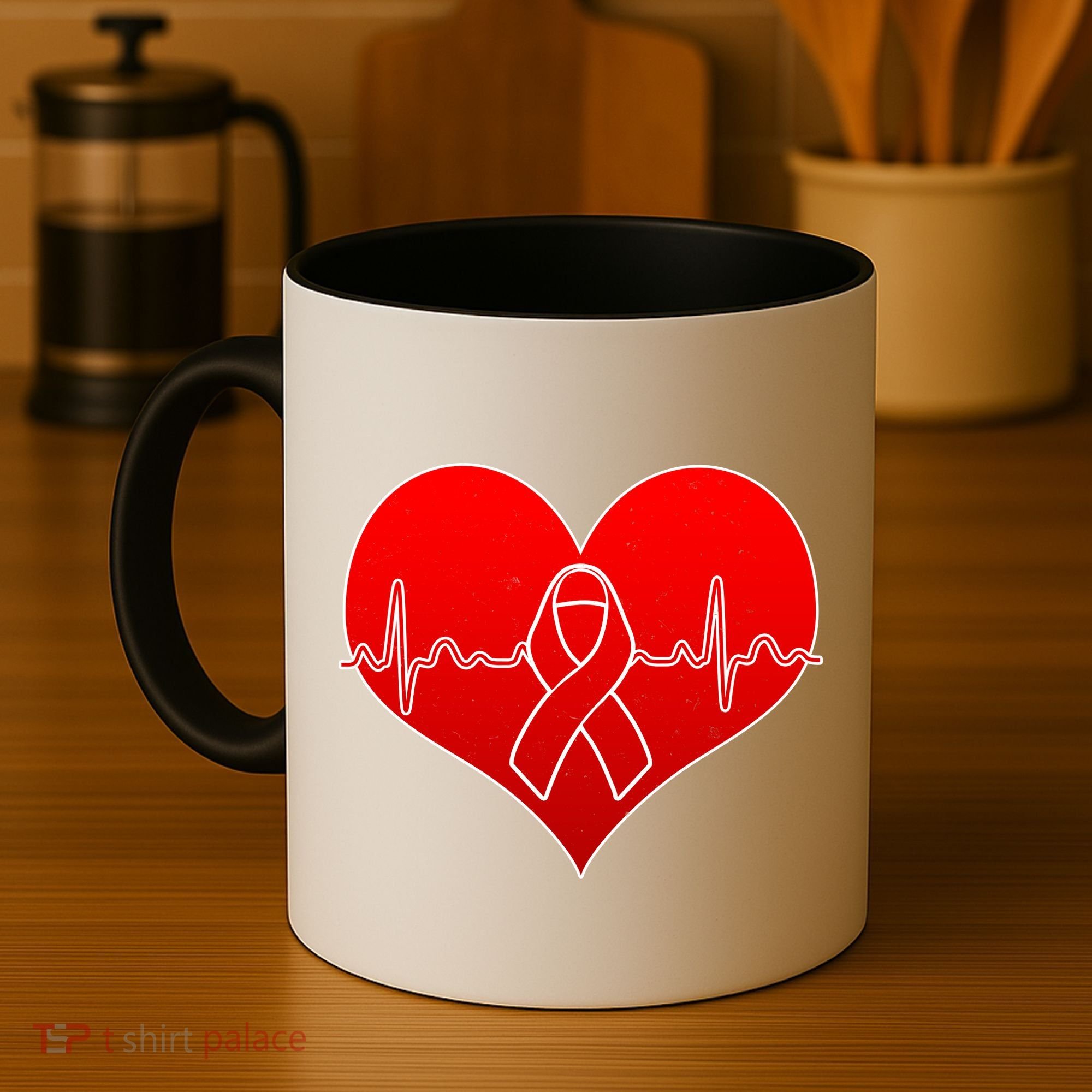 Go Red Heart Health Awareness Pulse Coffee Mug