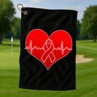 Go Red Heart Health Awareness Pulse Golf Towel thumb 1