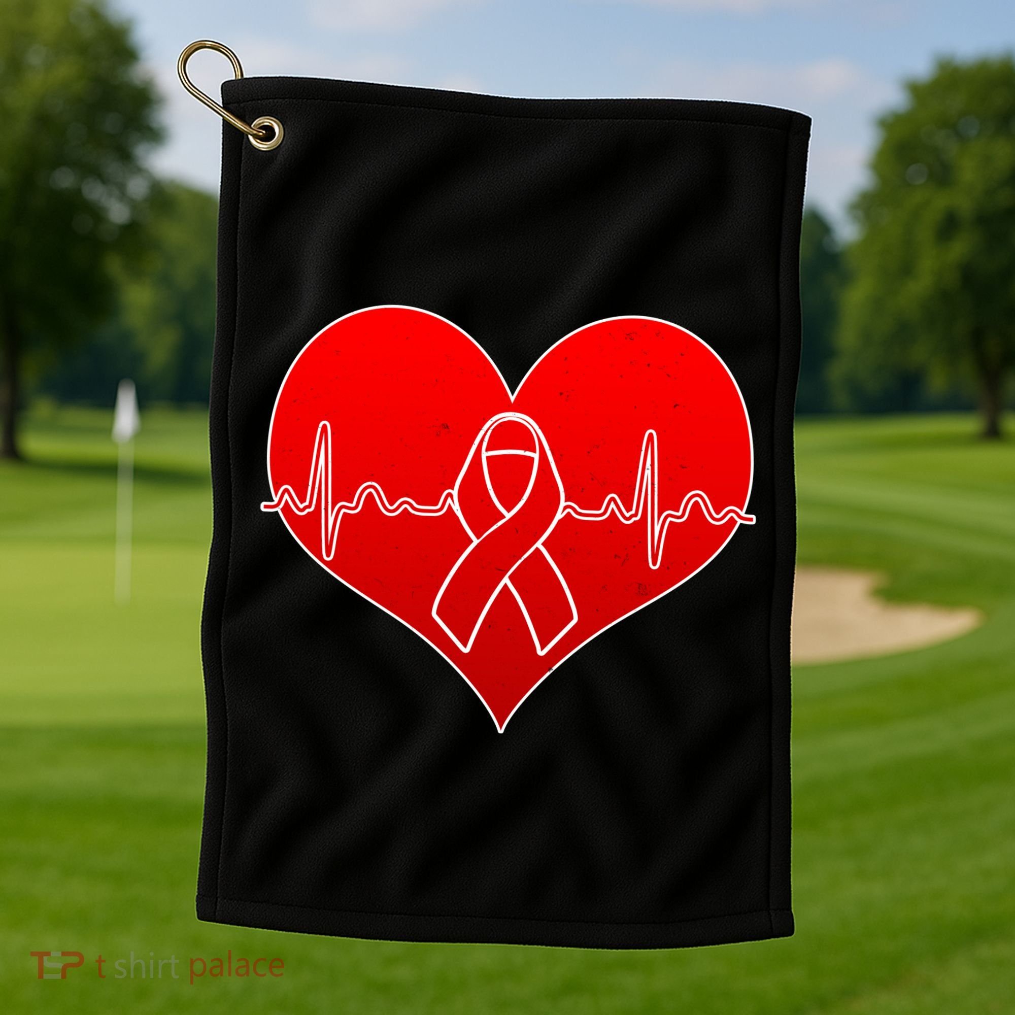 Go Red Heart Health Awareness Pulse Golf Towel