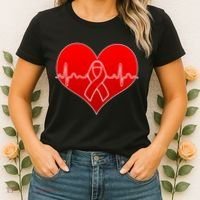 Go Red Heart Health Awareness Pulse Women's T-Shirt thumb 2