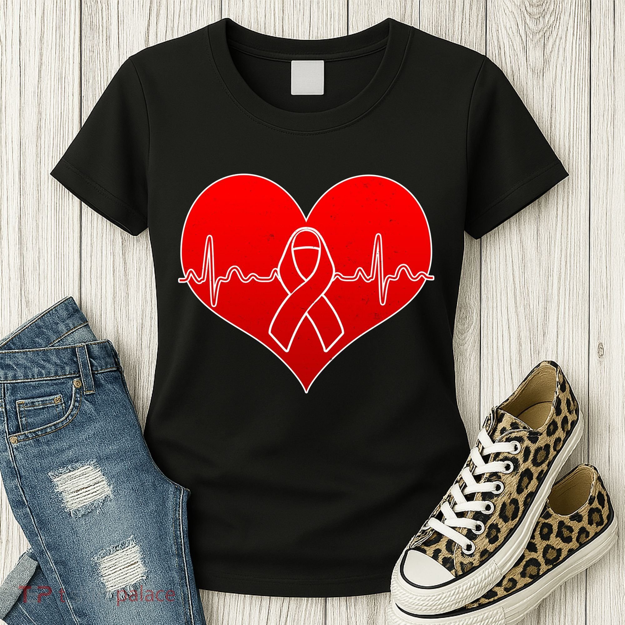 Go Red Heart Health Awareness Pulse Women's T-Shirt