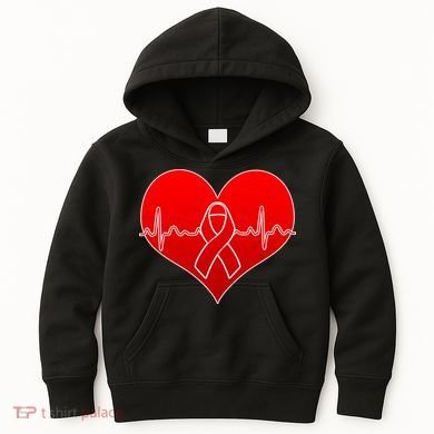Go Red Heart Health Awareness Pulse Kids Hoodie