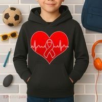 Go Red Heart Health Awareness Pulse Kids Hoodie thumb 2