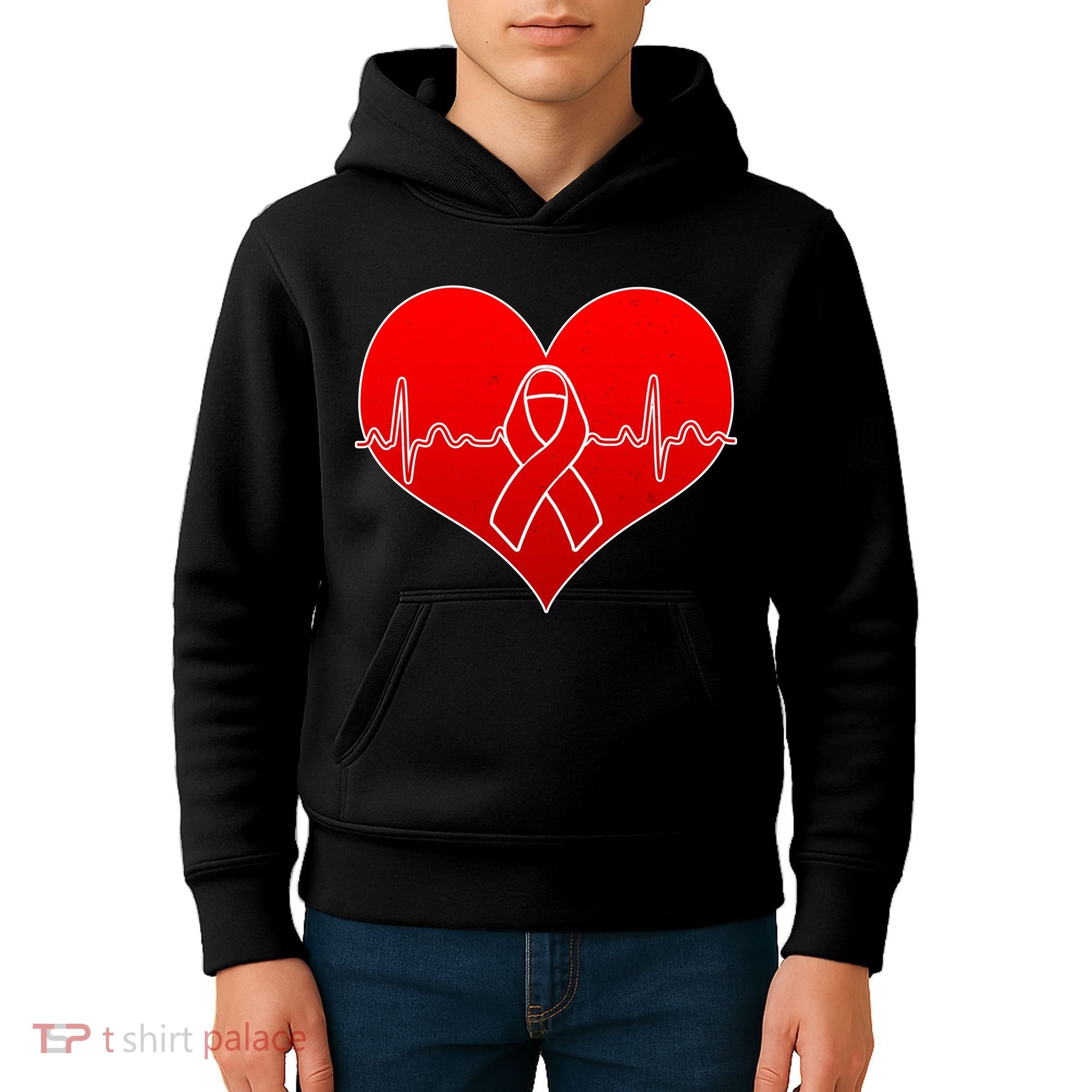Go Red Heart Health Awareness Pulse Kids Hoodie