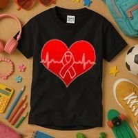 Go Red Heart Health Awareness Pulse Kids T-Shirt thumb 3
