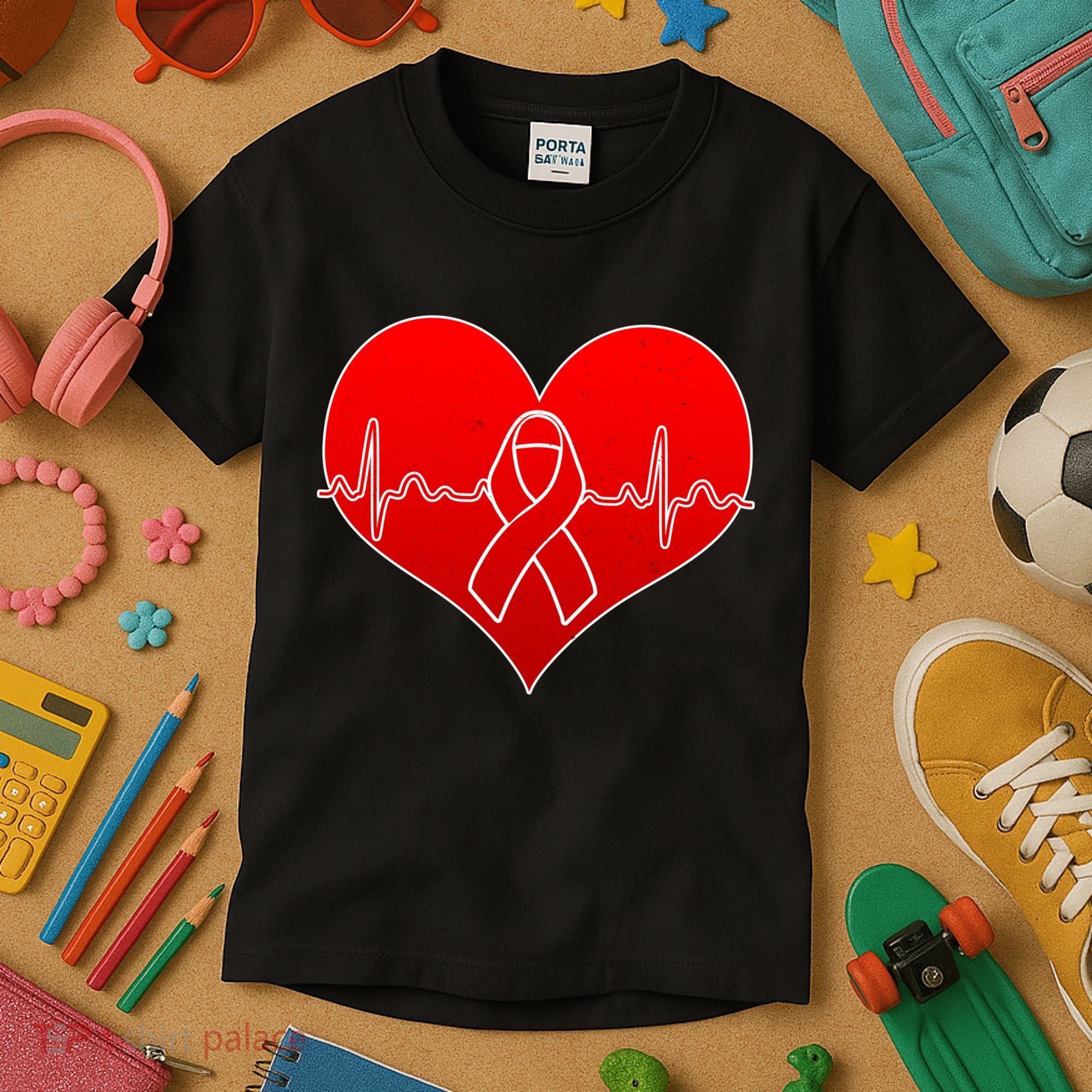 Go Red Heart Health Awareness Pulse Kids T-Shirt