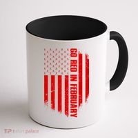 Go Red In February Heart Disease Awareness Flag Coffee Mug thumb 1