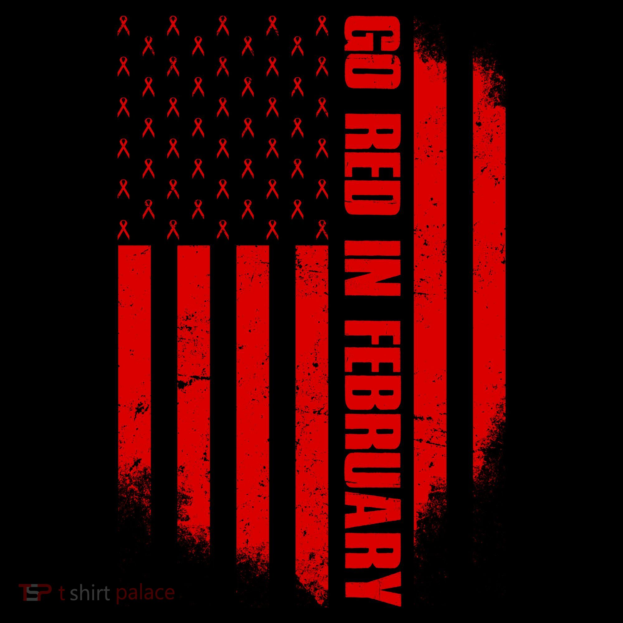 Go Red In February Heart Disease Awareness Flag Coffee Mug