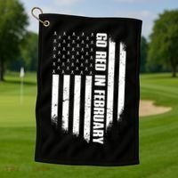 Go Red In February Heart Disease Awareness Flag Golf Towel thumb 1