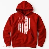 Go Red In February Heart Disease Awareness Flag Hoodie thumb 0