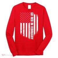 Go Red In February Heart Disease Awareness Flag Long Sleeve Shirt thumb 0