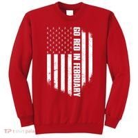 Go Red In February Heart Disease Awareness Flag Sweatshirt thumb 0