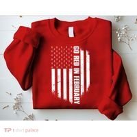 Go Red In February Heart Disease Awareness Flag Sweatshirt thumb 2
