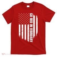 Go Red In February Heart Disease Awareness Flag T-Shirt thumb 0
