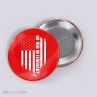 Go Red In February Heart Disease Awareness Flag Button thumb 0