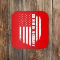 Go Red In February Heart Disease Awareness Flag Coaster thumb 0