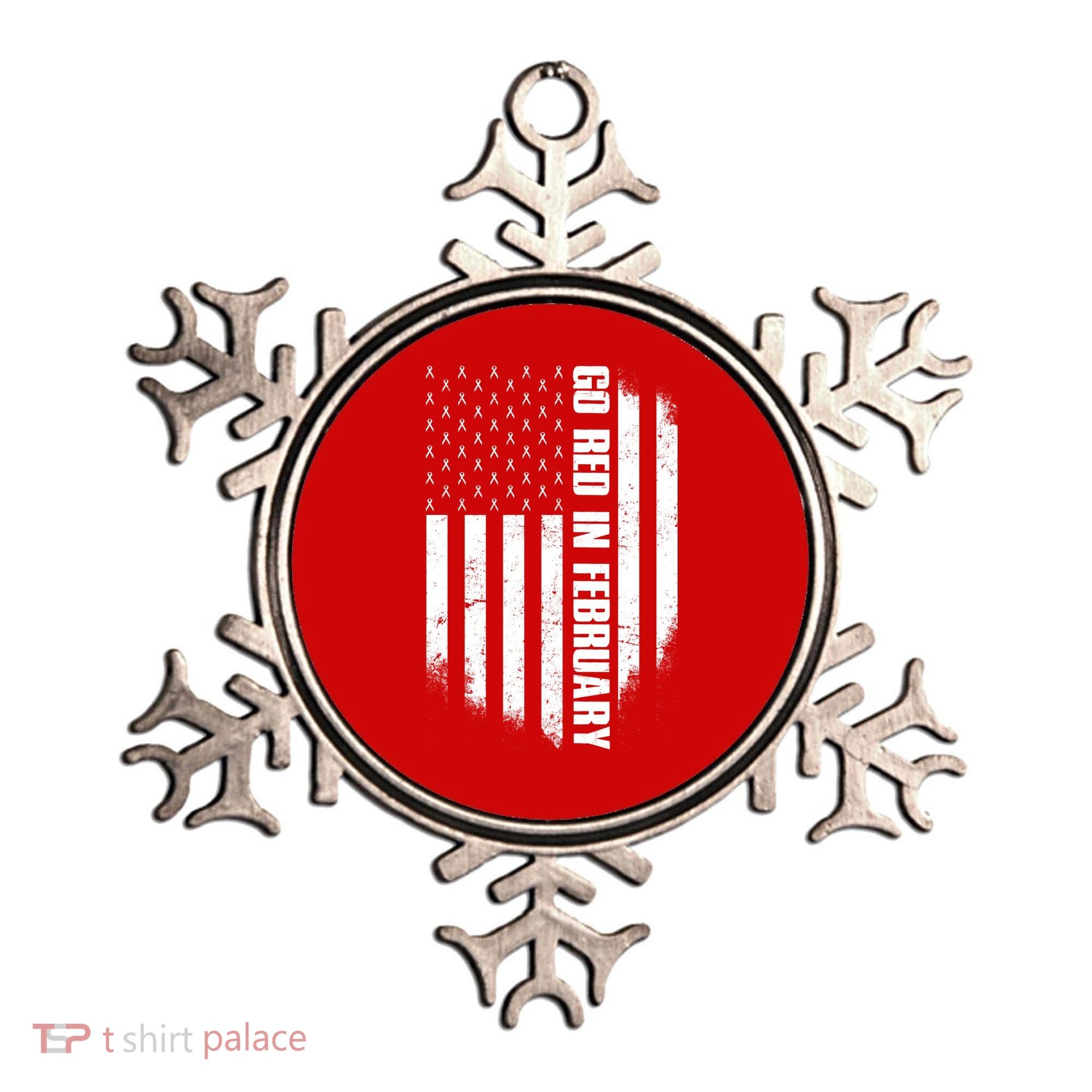 Go Red In February Heart Disease Awareness Flag Ornament