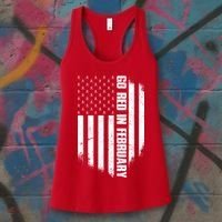 Go Red In February Heart Disease Awareness Flag Women's Tank Top thumb 3