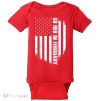 Go Red In February Heart Disease Awareness Flag Baby Bodysuit thumb 0