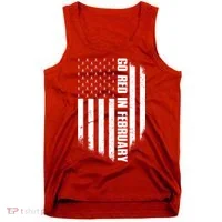 Go Red In February Heart Disease Awareness Flag Tank Top thumb 0