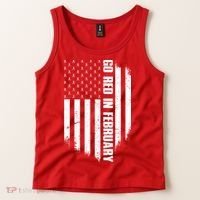 Go Red In February Heart Disease Awareness Flag Tank Top thumb 2