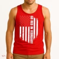 Go Red In February Heart Disease Awareness Flag Tank Top thumb 3
