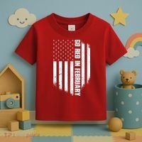 Go Red In February Heart Disease Awareness Flag Toddler T-Shirt thumb 3