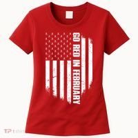 Go Red In February Heart Disease Awareness Flag Women's T-Shirt thumb 0