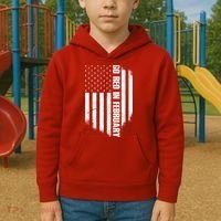 Go Red In February Heart Disease Awareness Flag Kids Hoodie thumb 2