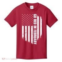 Go Red In February Heart Disease Awareness Flag Kids T-Shirt thumb 0