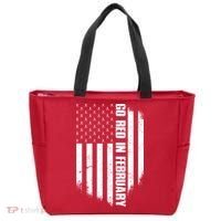 Go Red In February Heart Disease Awareness Flag Tote Bag thumb 0