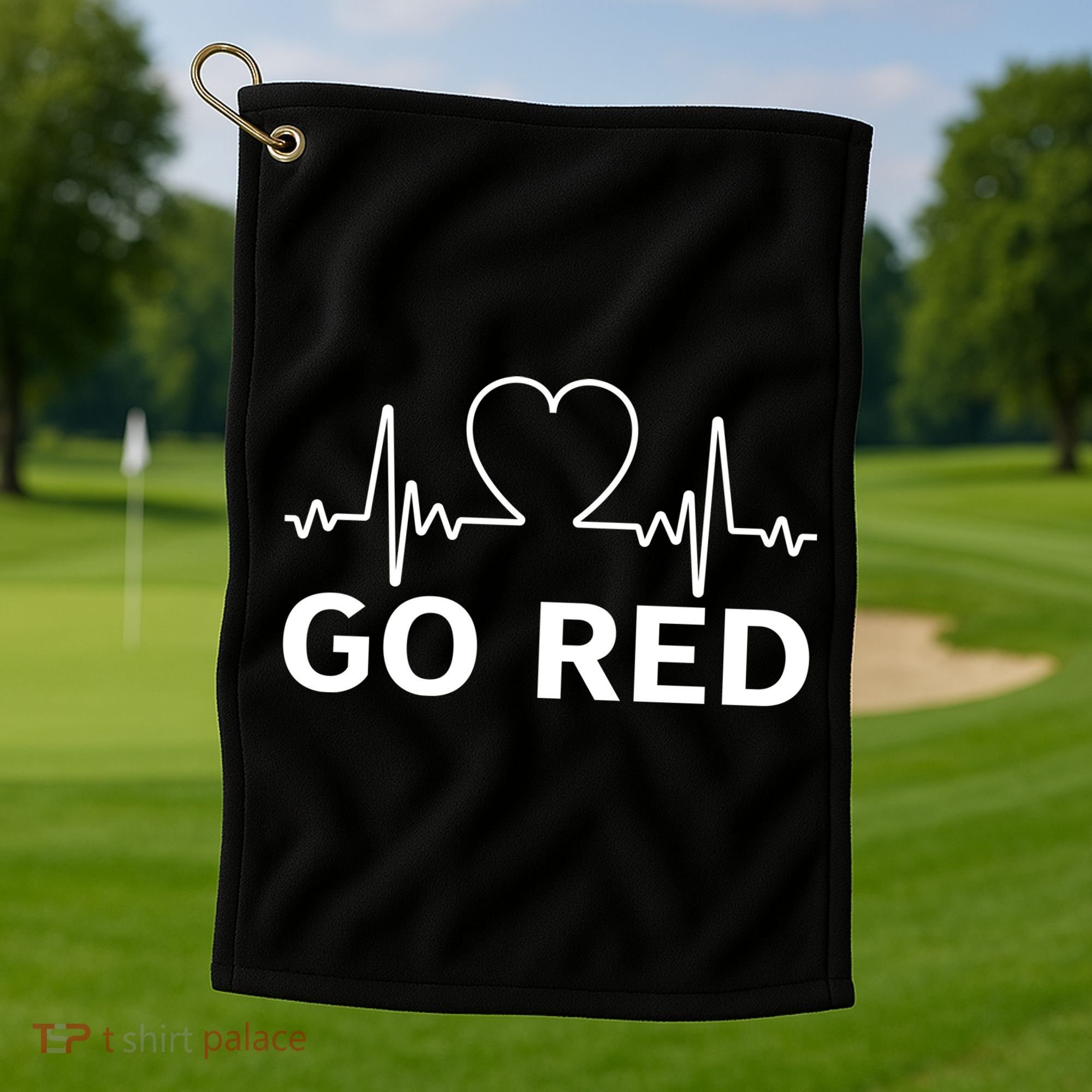 Go Red Pulse Heart Disease Awareness Golf Towel