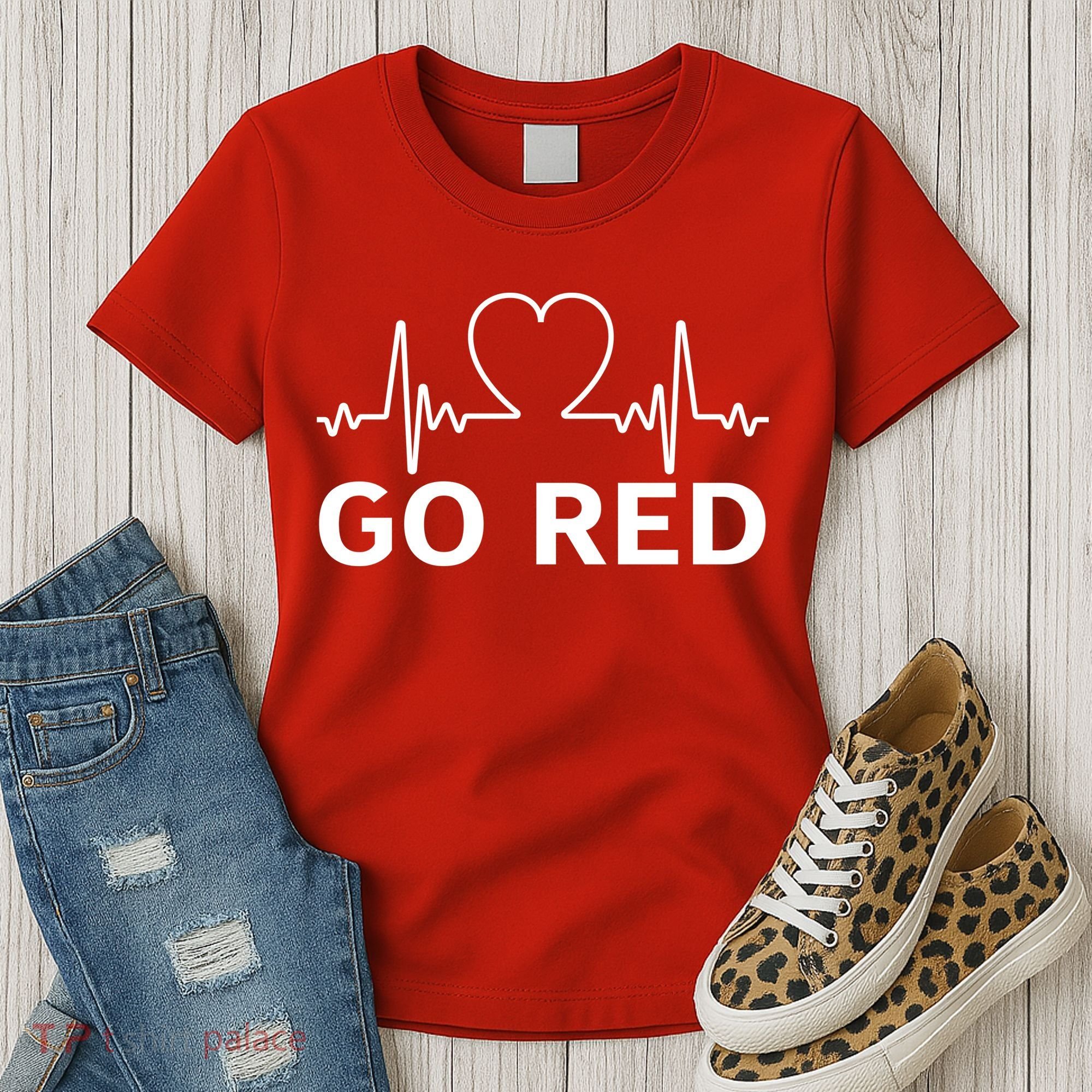 Go Red Pulse Heart Disease Awareness Women's T-Shirt