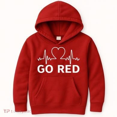 Go Red Pulse Heart Disease Awareness Kids Hoodie