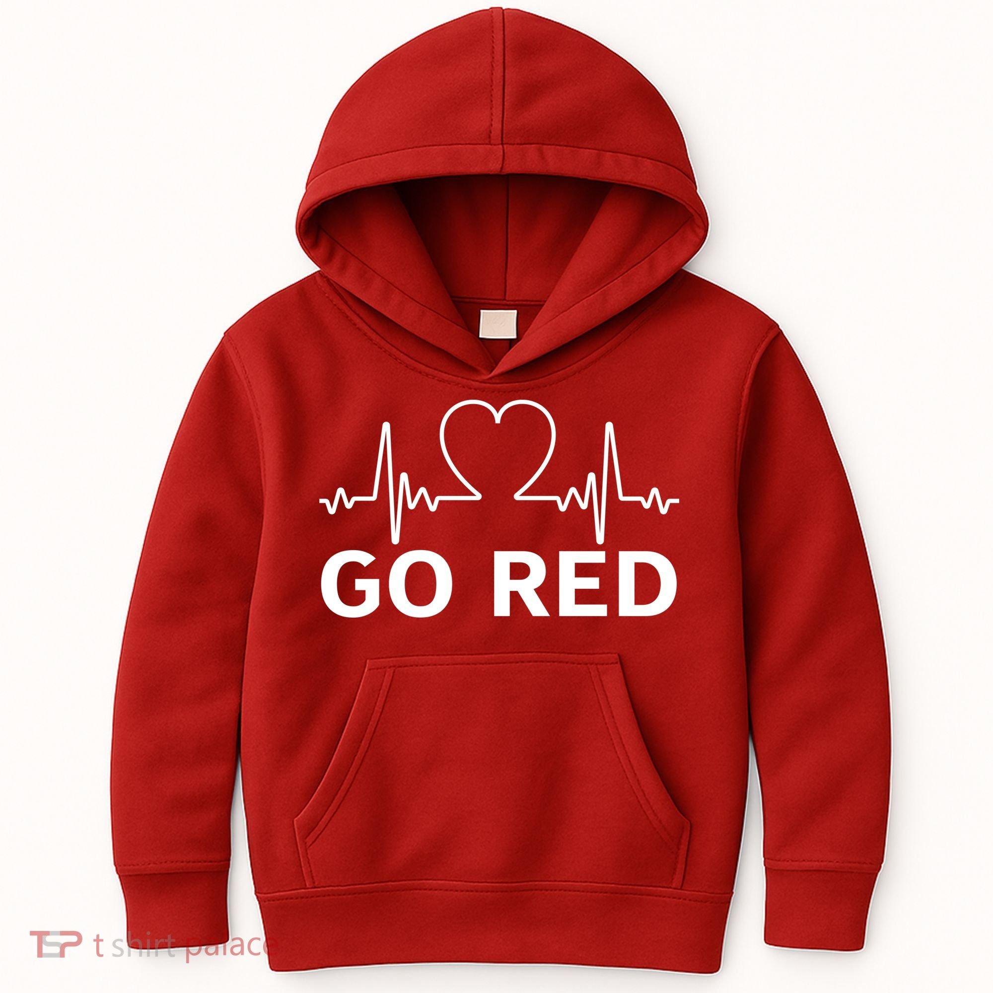 Go Red Pulse Heart Disease Awareness Kids Hoodie