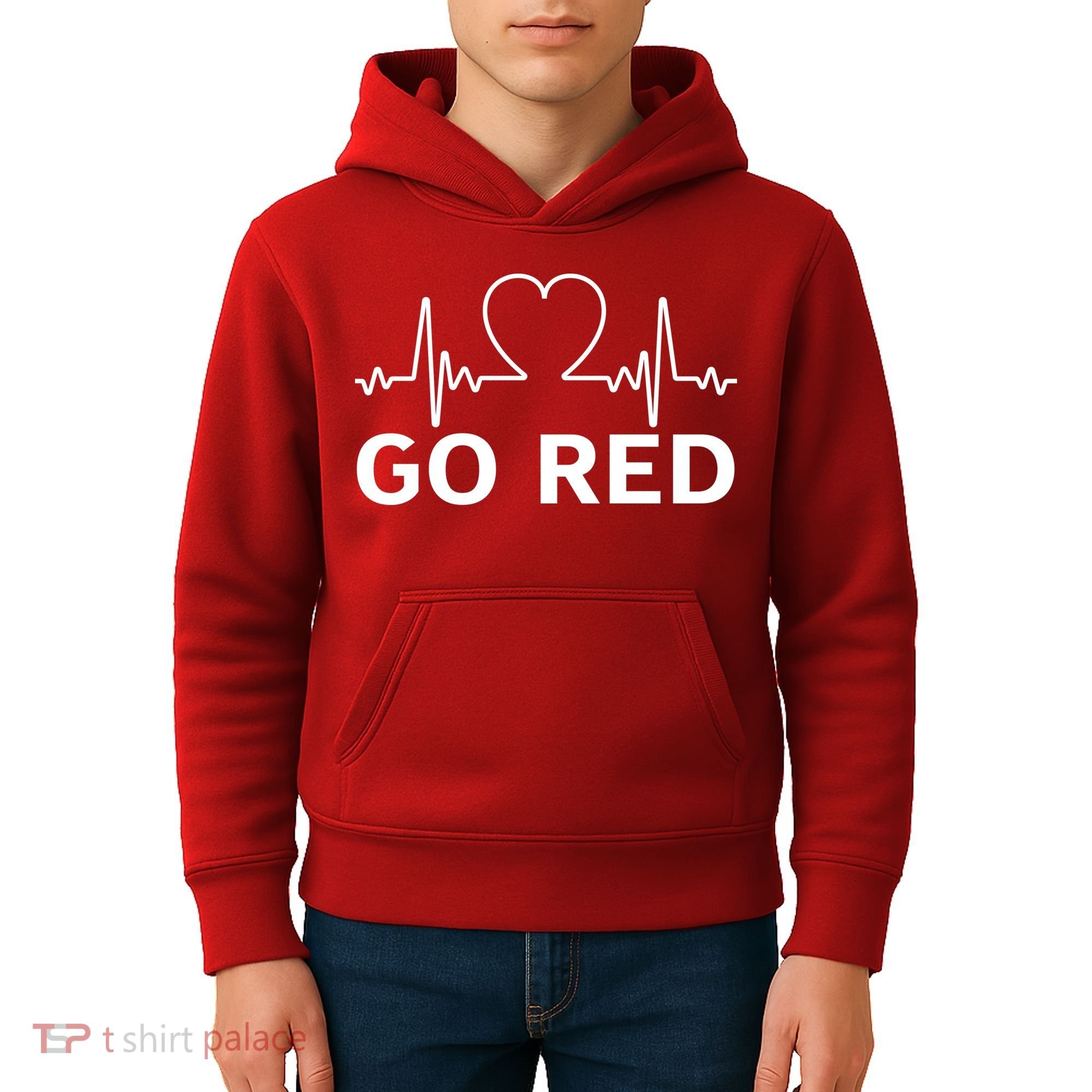 Go Red Pulse Heart Disease Awareness Kids Hoodie