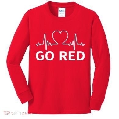 Go Red Pulse Heart Disease Awareness Kids Long Sleeve Shirt
