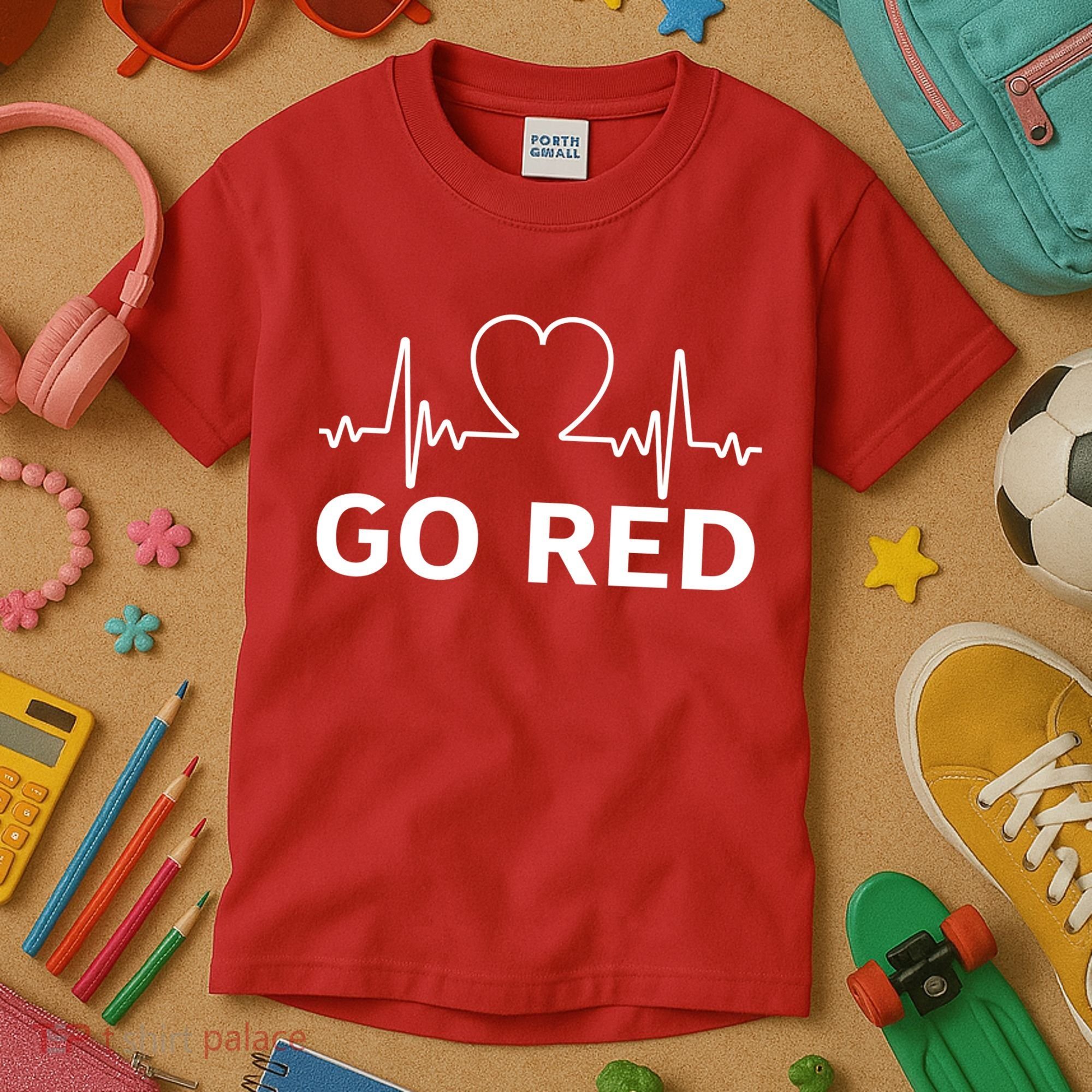 Go Red Pulse Heart Disease Awareness Kids T-Shirt
